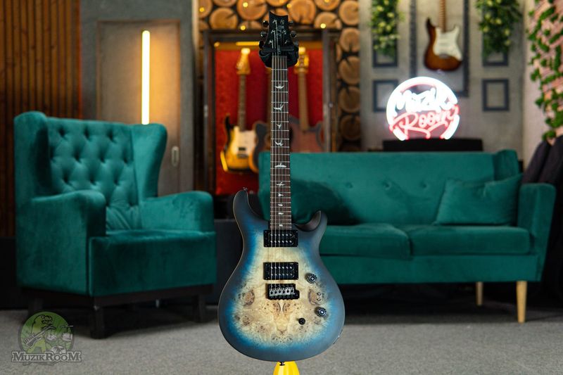 PRS SE Exotic Custom 24-08 Poplar Burl LTD Lake Blue Midnight Burst