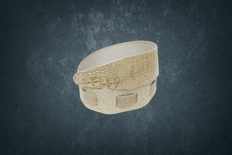 Ремень для гитары, кожаный, грецкий орех, тиснение рептилия, Fidel FL660367L11 Leather 11