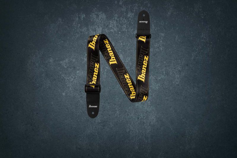 Ibanez GSD50 Logo Design Strap (Black/Yellow), гитарный ремень