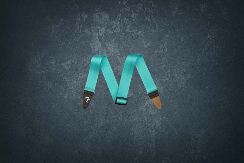 Fender Am Pro Seat Belt Strap Miami Blue, гитарный ремень
