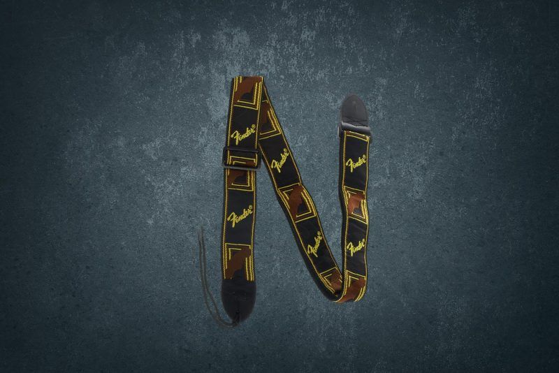 Fender WeighLess Monogram Strap Black/Yellow/Brown