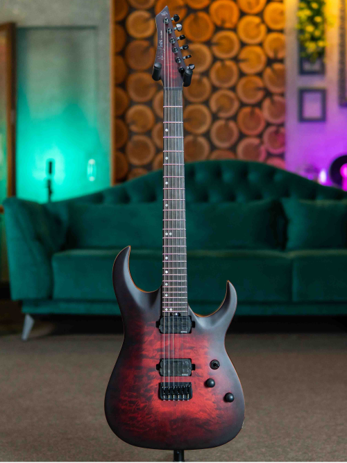 Harley Benton Amarok-6 BKRD Quilted Burst