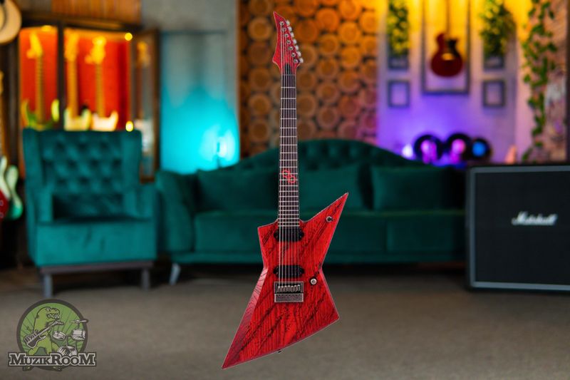 Solar Guitars E1.7FBB Canibalismo Blood Red Open Pore with Blood Splatter