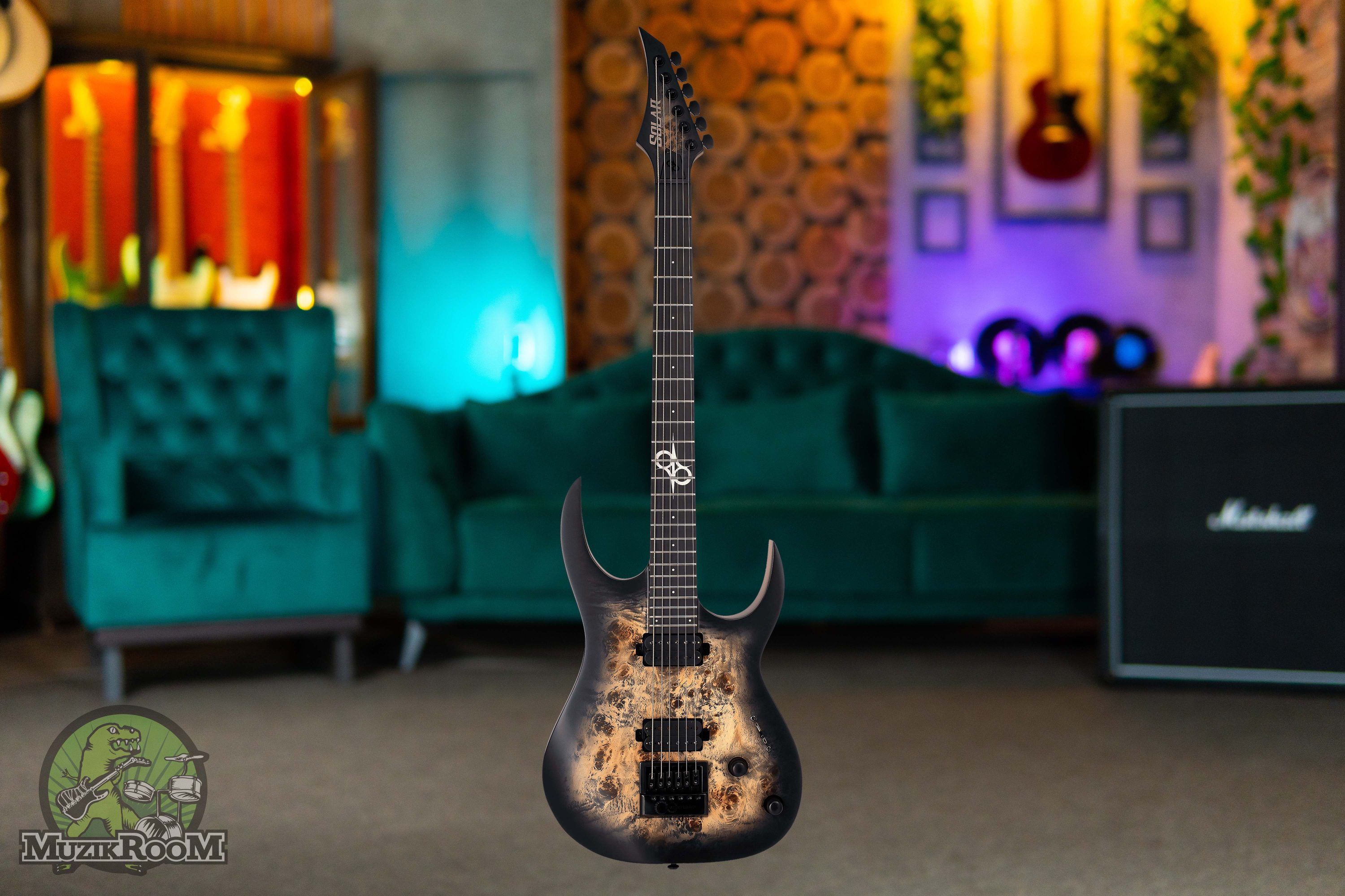 Solar Guitars S1.6 PB-27 Poplar Burl Burst Evertune