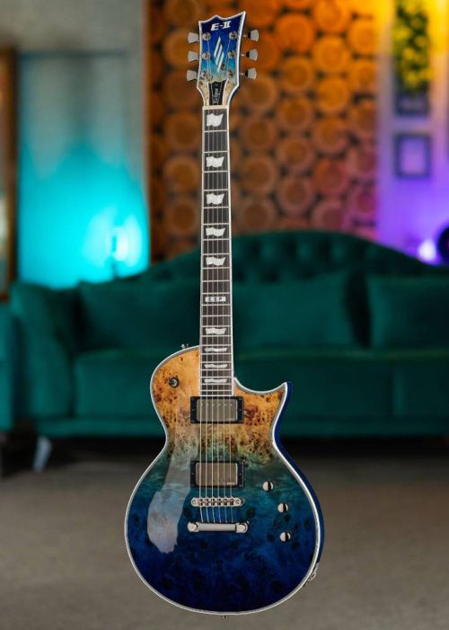 ESP E-II Eclipse Burl Maple Blue Natural Fade