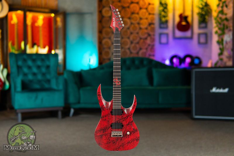 Solar Guitars A2.6Canibalismo+  Blood Red Open Pore W Blood Splatter