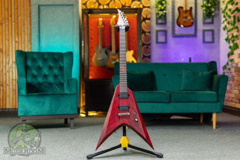 Solar Guitars V2.6Canibalismo+ Blood Red Open Pore W Blood Splatter