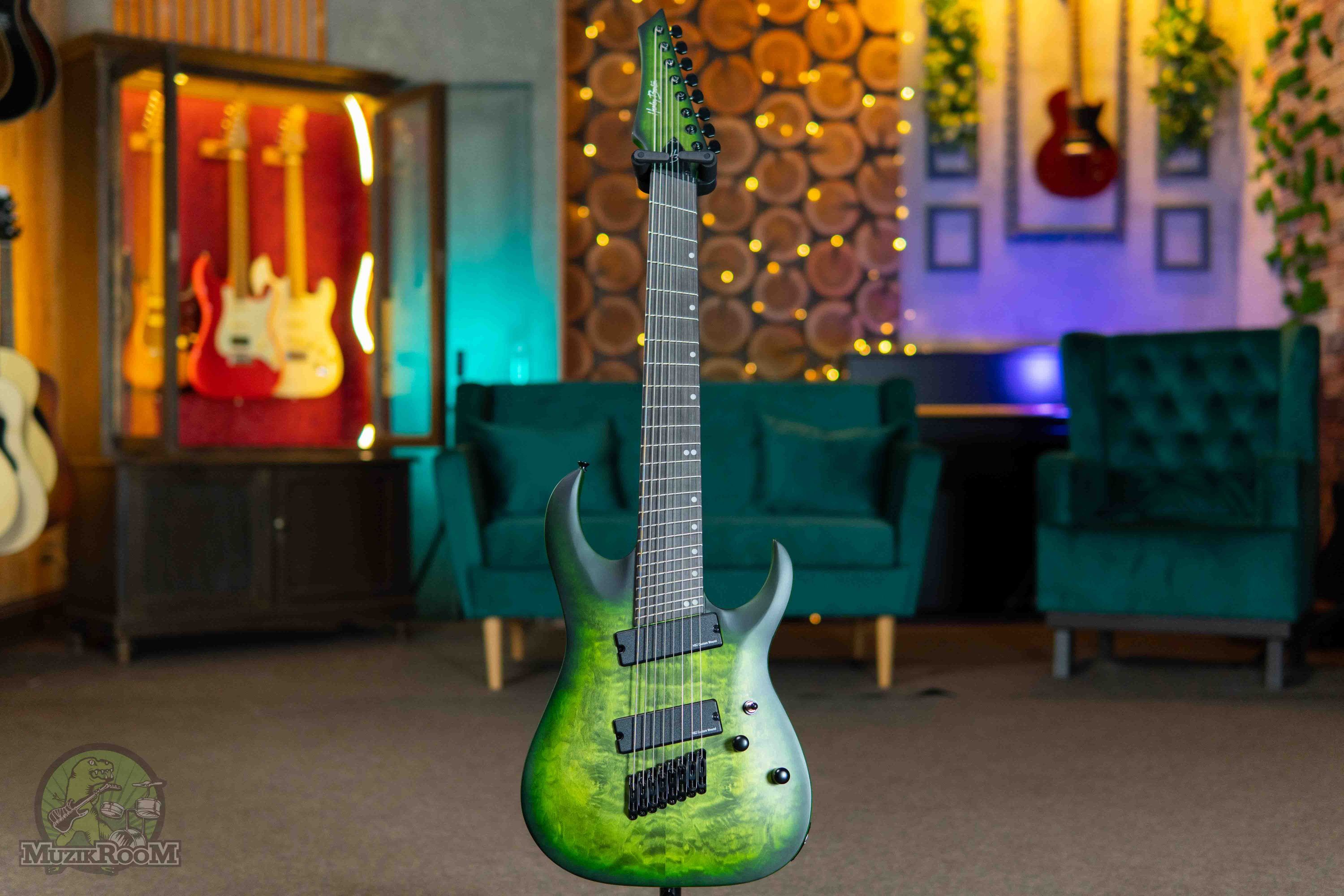 Harley Benton MultiScale-8 QEB Quilted Emerald Burst