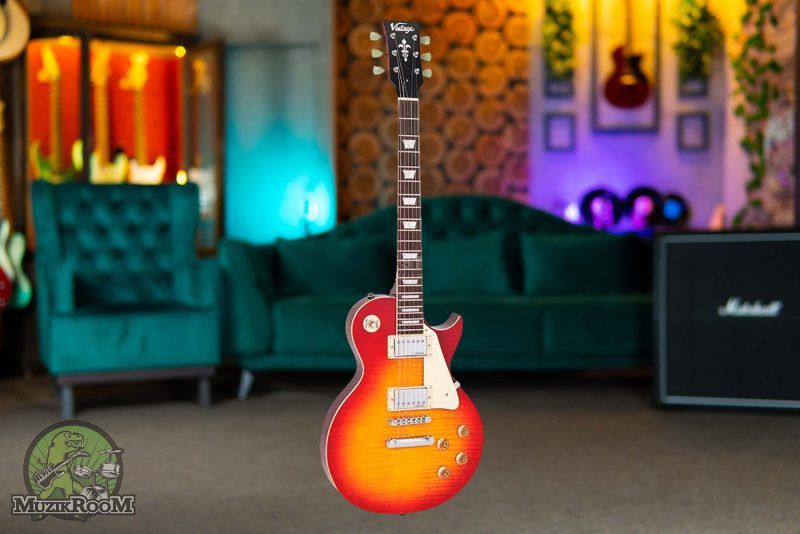 Vintage Reissued V100CS Flamed Maple Cherry Sunburst