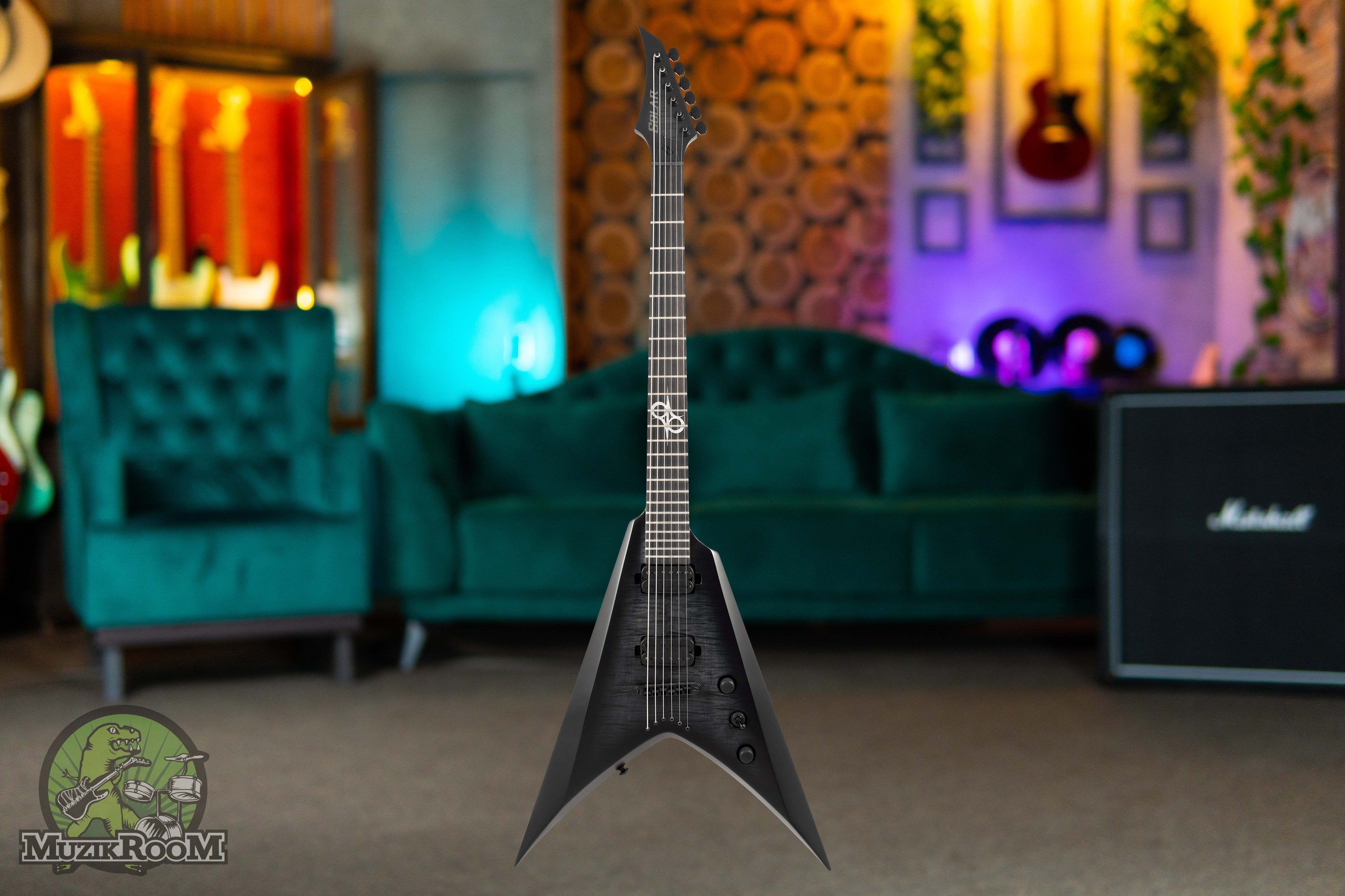 Solar Guitars V2.6FBB Baritone Flame Black