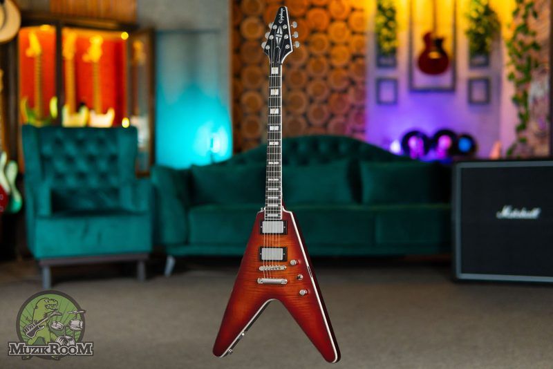 Epiphone Flying V Prophecy Aged Black Tiger Burst