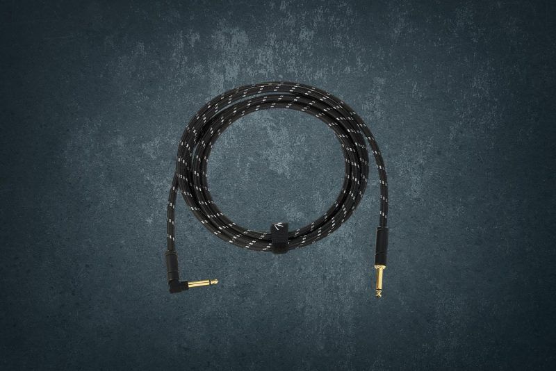Fender Deluxe Cable Angle Plug 4,5m Tweed Black, гитарный кабель