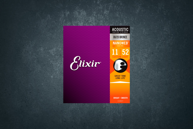 Струны Elixir 11027 Nanoweb Custom Light Acoustic, 11-52
